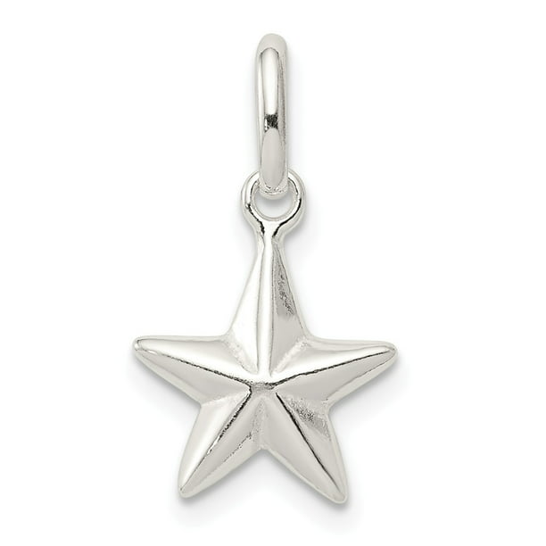 Solid 925 Sterling Silver Star Pendant Charm 12mm x 18mm 